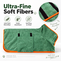 Peignoir en microfibre pour chien, séchage rapide, super absorbant, avec manteau de séchage et velcro pour après le bain