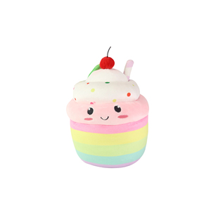 Figurine en peluche moderne de 10 pouces en forme de crème glacée arc-en-ciel, modèle NYFY-1239 avec impression numérique pour cadeaux d'anniversaire/de Noël, MOQ 100 - Product Image 1