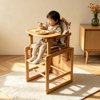 En stock, chaise haute pour bébé en bois moderne multifonctionnelle 3 en 1 réglable pour la cuisine avec ceinture de sécurité