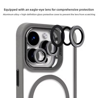 Coque de téléphone magnétique transparente antichoc pour iPhone 15/16/17 Pro Max avec support d'objectif de caméra intégré et protecteur