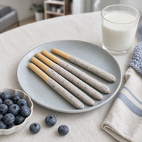 Paket Biskuit Stik Berlapis Blueberry untuk Suvenir Pernikahan dengan Lapisan Krim dan Potongan Almond untuk Hadiah Pesta