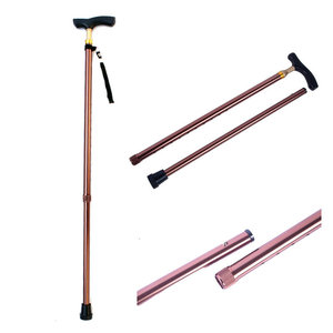Aluminum Alloy Telescopic <b>Cane</b> Height Adjustable Anti Slip For Elderly Coffee Brown And Black 300 Lb Capacity - Product Image 2