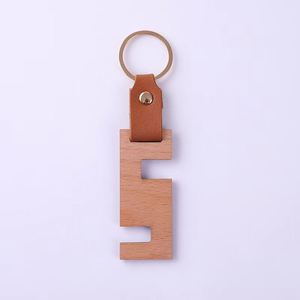 Hight Quality <b>Lettering</b> Irregular <b>Wooden</b> Key Chain Eco-friendly Personalized Shape With Leather - Product Image 1