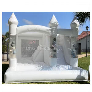 Château gonflable avec toboggan, jeux doux, ballons flottants, château gonflable, nuage blanc, gonflable pour fête - Product Image 1