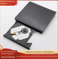 Brushed Finish External USB CD/DVD Optical Drive-Portable Plug & Play for Laptop/Desktop Computers