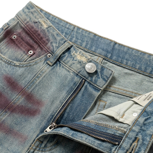 TOPSHOW Short Baggy Homme en Jean Brut Délavé Foncé Effet Vieilli et Déchiré, Style Vintage, Dessiné à <span class=keywords><strong>la</strong></span> Main, Idéal pour l'Été - Product Image 4