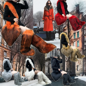 Botas de Invierno para Mujer con Forro de Piel Sintética, Plantilla TPR, Lindo Bolso en Forma de Corazón, Botas de Nieve Cálidas con Plataforma y Bolso de Peluche para Niñas - Product Image 2