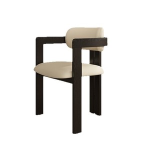 Chaise de salle à manger en bois massif Loghous avec accoudoirs et assise rembourrée pour la salle à manger à domicile - Product Image 5