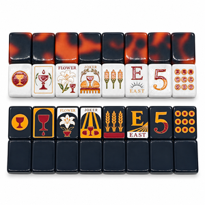 Jeu de tuiles de mahjong américain de qualité supérieure, 160 pièces, en acrylique gravé au laser, effet marbré, pour cadeau d'anniversaire - Product Image 5