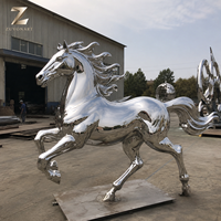Escultura Moderna de Caballo en Acero Inoxidable, Acabado Espejo, Arte Animal Personalizado para Decoración de Entrada de Hotel o Exteriores