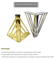 15cm Hot Sale Gold Chrom Sofa Füße Dreieck Metall beine Sofa Möbel Beine für Bett