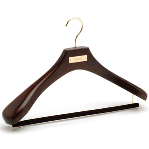 LINDON Appendiabiti di <span class=keywords><strong>Lusso</strong></span> in Noce Scuro con Logo Personalizzato, Elegante per Negozi di Abbigliamento e Armadi di Hotel - Product Image 1