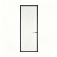Porte à battant au design minimaliste moderne, résistante aux intempéries, double vitrage, cadre ultra-fin en alliage d'aluminium, chambre à coucher, villa