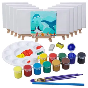 21pcs Kids Painting Art Set Canvas Easel Acrylic Art Supplies kit for Studio