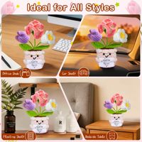 Jolies fleurs de carnation au crochet faites à la main, 3 fleurs dans un pot, cadeaux de remerciement pour la fête des enseignants, cadeaux tricotés pour la remise des diplômes, anniversaire, retraite