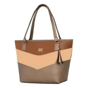 Bolso Tote para Mujer Fana Carola M3842 Color Antimón con Bloques de Color y Borla para Uso Diario - Product Image 4
