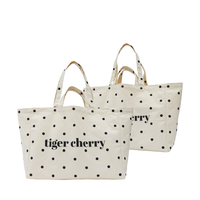 Bolsa de Lona de Gran Capacidad con Diseño de Puntos y Rayas, Bolso de Hombro Casual para el Uso Diario de las Mujeres