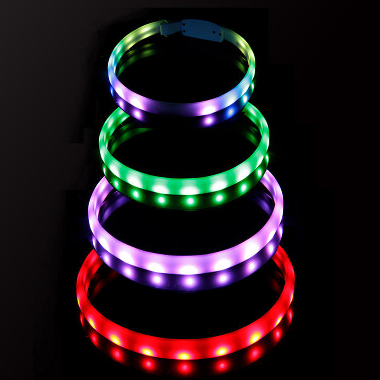 Waterproof Flashing Light Up LED Dog Collar M2 - Rechargeable Pet Safety Collar