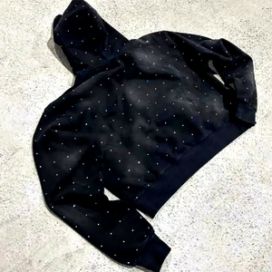 Sweat à capuche personnalisé en coton molletonné noir épais délavé à l'acide pour hommes, fabricant de sweats à capuche en coton, coupe ample et oversize avec strass - Product Image 3