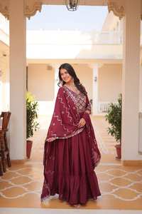Exclusive Trendy Heavy Faux Georgette Embroidery Anarkali Gown <b>Ladies</b> Print Sequence <b>Suit</b> Fab <b>Wedding</b> High Organza <b>Dress</b> Adults - Product Image 5