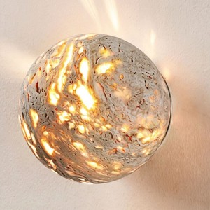 Lampe murale Wabi Sabi japonaise, sphère en travertin jaune naturel, lumière rétro, luminaire pour chambre à coucher, tête de lit, café - Product Image 1
