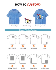 <span class=keywords><strong>T</strong></span>-shirts pour hommes personnalisés <span class=keywords><strong>avec</strong></span> broderie et impression vintage, à épaules tombantes, <span class=keywords><strong>avec</strong></span> poche, lavables, vintage, surdimensionnés, 100% coton - Product Image 5