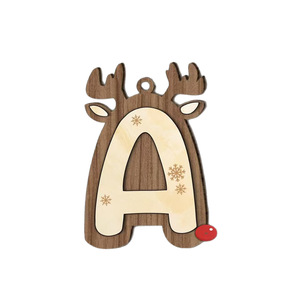 Pendentif en bois en forme de renne, ornements suspendus découpés au laser en bois massif, décoration de Noël, étiquette cadeau A - Product Image 2