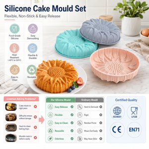 Moule à gâteau en silicone réutilisable, flexible, antiadhésif, <span class=keywords><strong>de</strong></span> qualité alimentaire, avec logo personnalisé, vente en gros, pour boulangerie - Product Image 1