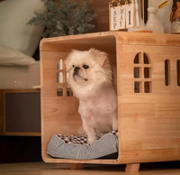 Kreatives Holz-Haustierbett für Katzen & Hunde, Mensch-Haustier-Integrierter Nachttisch, Holz-Haustierschrank mit Stauraum