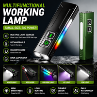 Linterna Táctica EDC de Alta Potencia al Mejor Precio, Recargable por USB con Láser Rojo, Luz UV Púrpura, Lámpara de Trabajo Magnética, Luz RGB