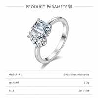 Bague de Fiançailles et de Promesse Classique 4CT en Argent Sterling 925 avec Double D et Pierres Moissanite VVS1 pour Femme
