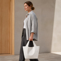 Sac fourre-tout pliable en toile personnalisé avec fermeture éclair, poignées longues, design texturé - Vente en gros OEM/ODM pour marques de détail
