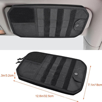 Organisateur de pare-soleil de voiture tactique, panneau Molle semi-rigide avec pochette de rangement zippée et porte-lunettes pour voiture, camion, SUV, Jeep