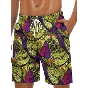 Pantalones cortos de playa informales para hombre, elegantes pantalones cortos de baño de secado rápido holgados con cintura elástica y cordón