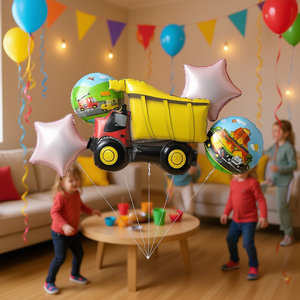 Bouquet de ballons en aluminium pour fête d'anniversaire d'enfants, ensemble de décoration camion poubelle YA38 - Product Image 2