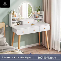 Ensemble de coiffeuse moderne et intelligente sans fil avec tiroirs en bois, meuble de rangement, bureau de maquillage pour chambre de fille, laqué acrylique sur pied