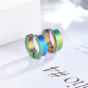Stainless Steel Huggie Earrings Round Geometric Minimalist Unisex Fashion Hoop Earings Simple <b>Studs</b> For Daily Wear - Product Image 4