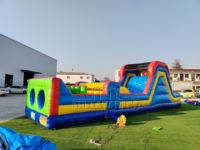 Parcours d'obstacles gonflable commercial robuste de 40 pieds en PVC de 0,55 mm pour enfants, jeu de défi d'aventure pour carnaval scolaire en extérieur