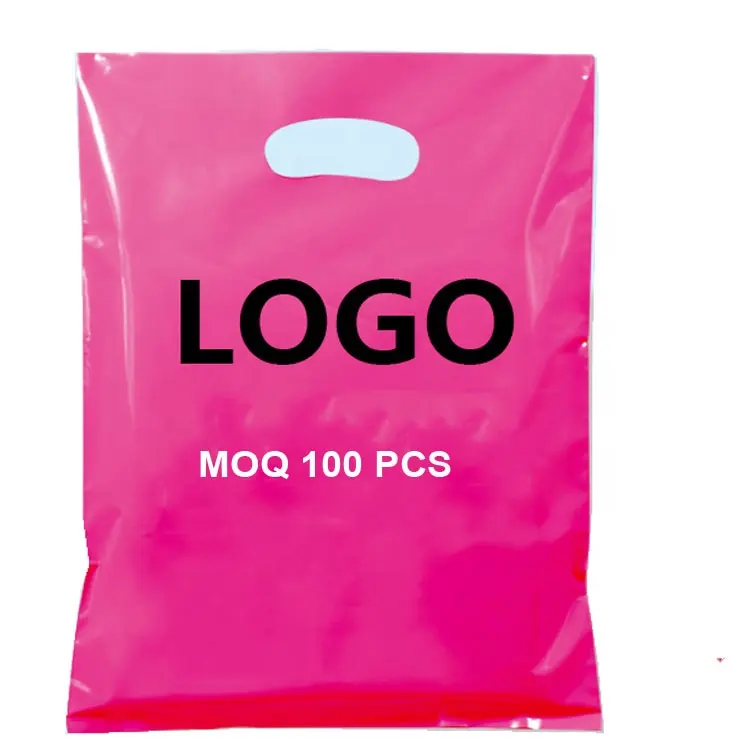 Custom logo biodegradable plastic shopping bag making machine packaging rose pink bags with logo lingerie and clothes packaging