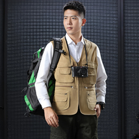 Gilet de Sécurité Respirant à Multiples Poches avec Fermeture Éclair pour Hommes, Vestes de Travail Décontractées d'Extérieur, Gilet de Pêche et Photographie