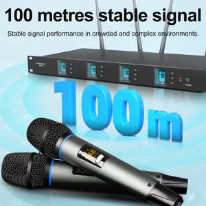 Biner Dr669 4 Handheld Lichtgewicht En Draagbare Oplaadbare Batterij Draadloze Microfoon Voor Karaoke