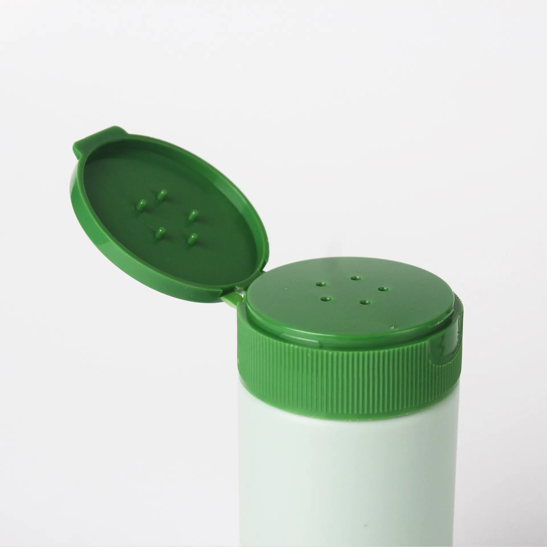 ホワイトグリーン120ml200mlプラスチックパウダーボトル容器、タルカムパウダー調味料用フリップシフターリッド付きペットパウダー120g 200g