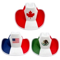 Chapeau de cowboy occidental rayé SOLPOP personnalisé avec drapeaux mexicain, canadien et américain pour le carnaval et les fêtes des supporters de football mondial 2026