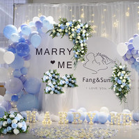Fleurs artificielles en plastique bleues, blanches, roses et hortensias mélangées pour mariage, Noël, Pâques, arche, centre de table, ensemble pour événements