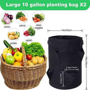 Sac de plantation incliné non tissé de 10 gallons pour pommes de terre et fraises, sacs de culture de légumes avec poignée - Product Image 2