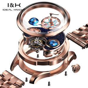 Montre Tourbillon Squelette Étanche en Acier Inoxydable Design Terrestre de Luxe Marque ODM avec Logo Personnalisé Ideal Knight 6805 pour Homme - Product Image 4