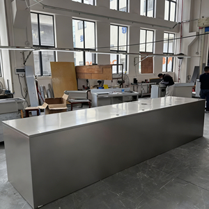 Heavy Duty Stainless Steel Bar Counter Industrial Bar <b>Workstation</b> with Display Shelf for Commercial Use Wholesale - Product Image 2