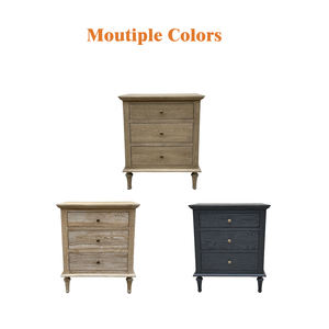 HL157-1 <span class=keywords><strong>Table</strong></span> <span class=keywords><strong>de</strong></span> <span class=keywords><strong>chevet</strong></span> à 3 tiroirs en chêne massif <span class=keywords><strong>de</strong></span> style classique rustique français, design antique, pour appartement et salon - Product Image 2