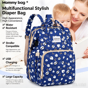 Sac à dos imperméable pour couches, sac de couchage pour bébé, avec port de chargement USB et compartiment de rangement zippé pour les sorties - Product Image 5