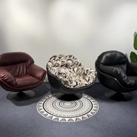 Fauteuil pivotant de détente Princess en cuir PU avec base ronde, fauteuil individuel rotatif pour salon